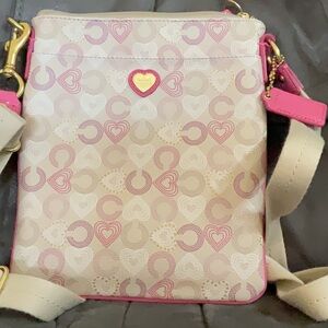 Coach Pink and Cream Heart Crossbody Bag